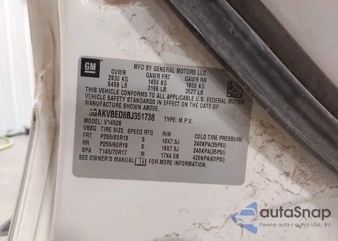 2011 Buick Enclave 1Xl from USA, damaged, VIN 5GAKVBED8BJ351738